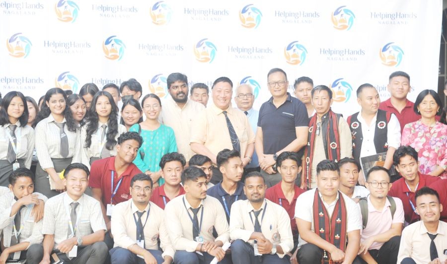 Robin Hibu IPS with some of the students and others during the career seminar cum pep talk at Livingstone Foundation International, Dimapur on October 22.